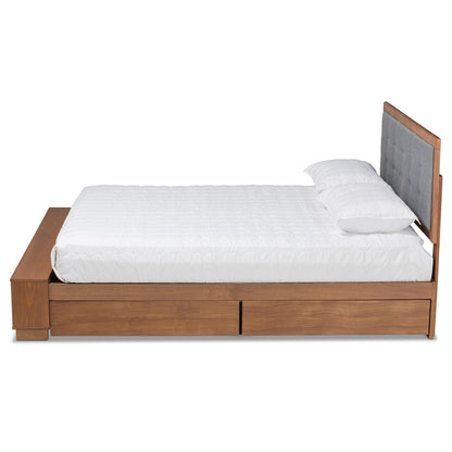 Baxton Studio - Cosma King Size Bed in Dark Grey/Ash Walnut - Cosma-Dark Grey/Ash Walnut-King view 3