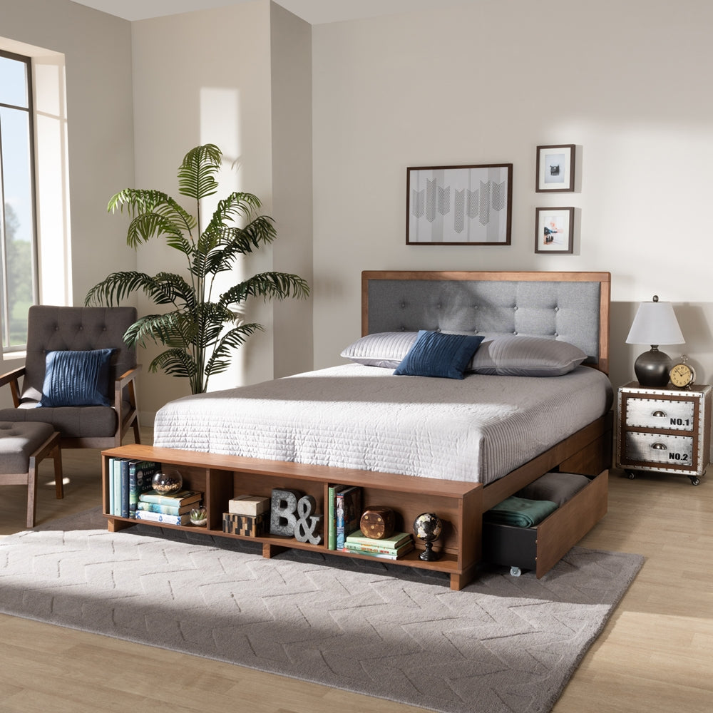 Baxton Studio - Cosma King Size Bed in Dark Grey/Ash Walnut - Cosma-Dark Grey/Ash Walnut-King view 9