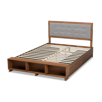Baxton Studio - Cosma King Size Bed in Light Grey/Ash Walnut - Cosma-Light Grey/Ash Walnut-King view 3