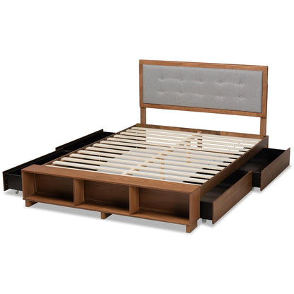 Baxton Studio - Cosma King Size Bed in Light Grey/Ash Walnut - Cosma-Light Grey/Ash Walnut-King view 4