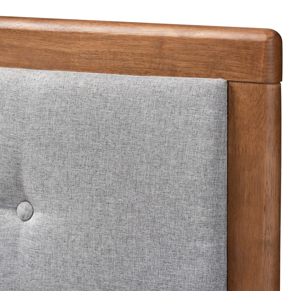 Baxton Studio - Cosma King Size Bed in Light Grey/Ash Walnut - Cosma-Light Grey/Ash Walnut-King view 5