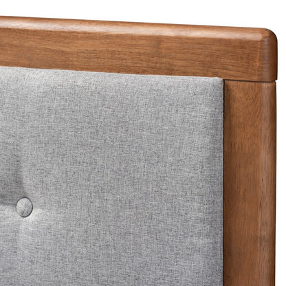 Baxton Studio - Cosma King Size Bed in Light Grey/Ash Walnut - Cosma-Light Grey/Ash Walnut-King view 5