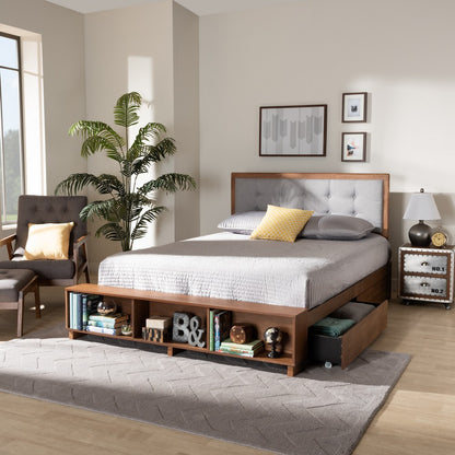 Baxton Studio - Cosma King Size Bed in Light Grey/Ash Walnut - Cosma-Light Grey/Ash Walnut-King view 9