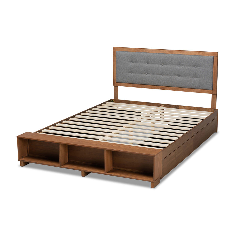 Baxton Studio - Cosma Queen Size Bed in Dark Grey/Ash Walnut - Cosma-Dark Grey/Ash Walnut-Queen view 4
