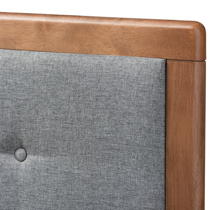 Baxton Studio - Cosma Queen Size Bed in Dark Grey/Ash Walnut - Cosma-Dark Grey/Ash Walnut-Queen view 6