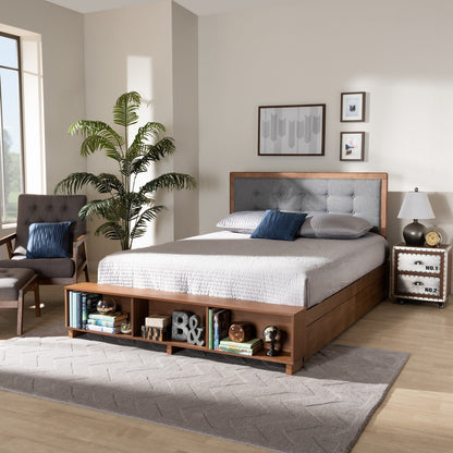 Baxton Studio - Cosma Queen Size Bed in Dark Grey/Ash Walnut - Cosma-Dark Grey/Ash Walnut-Queen view 9