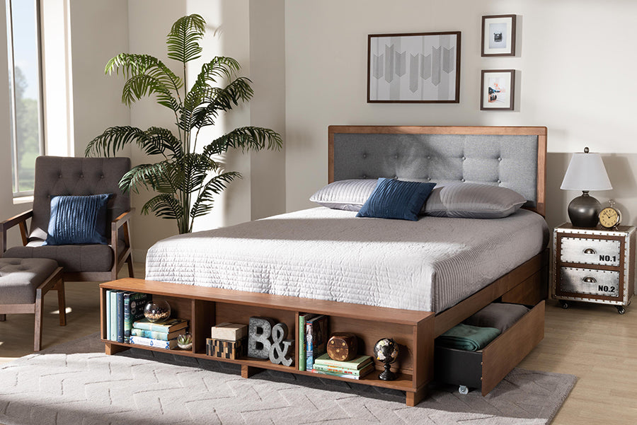 Baxton Studio - Cosma Queen Size Bed in Dark Grey/Ash Walnut - Cosma-Dark Grey/Ash Walnut-Queen view 10