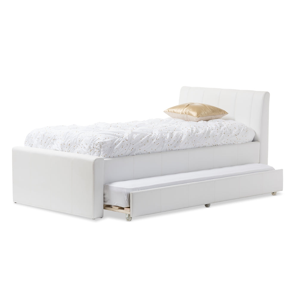 Baxton Studio - Cosmo Twin Size Bed in White - BBT6469-Twin-White view 3