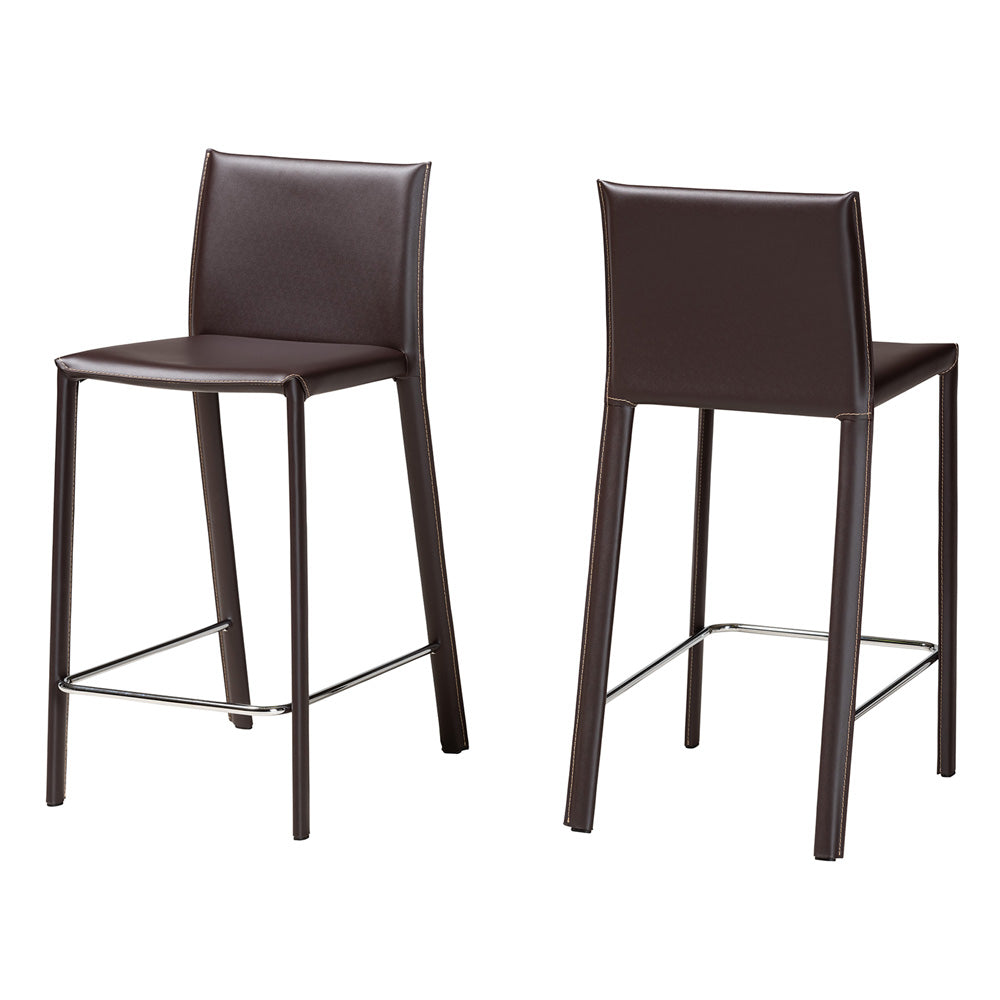 Baxton Studio - Crawford Set of 2 Bar Stools in Brown - ALC-1822A-65 Brown view 1