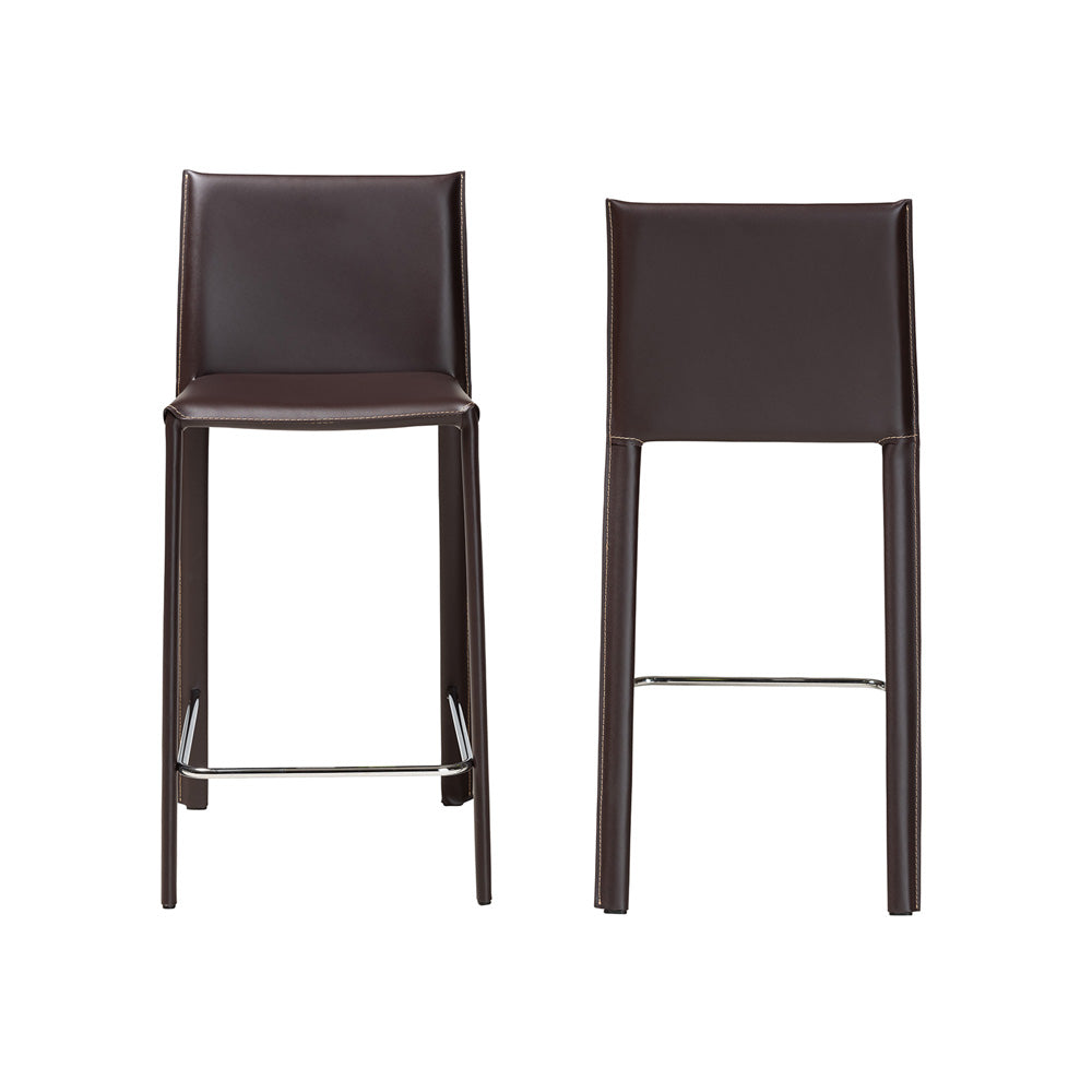 Baxton Studio - Crawford Set of 2 Bar Stools in Brown - ALC-1822A-65 Brown view 2