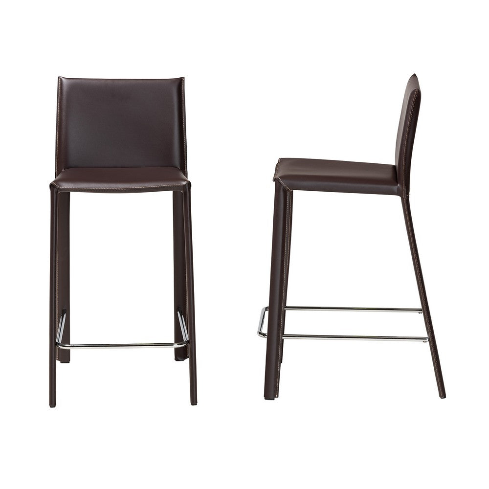 Baxton Studio - Crawford Set of 2 Bar Stools in Brown - ALC-1822A-65 Brown view 3