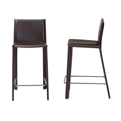 Baxton Studio - Crawford Set of 2 Bar Stools in Brown - ALC-1822A-65 Brown view 3