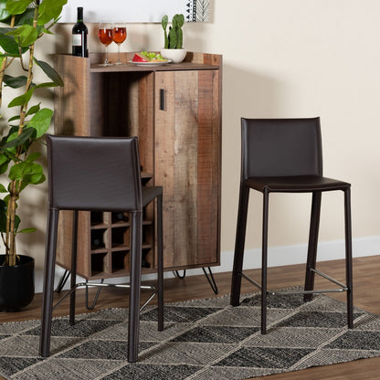 Baxton Studio - Crawford Set of 2 Bar Stools in Brown - ALC-1822A-65 Brown view 7