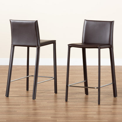 Baxton Studio - Crawford Set of 2 Bar Stools in Brown - ALC-1822A-65 Brown view 8