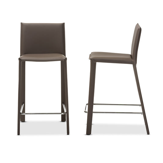 Baxton Studio - Crawford Set of 2 Bar Stools in Taupe - ALC-1822A-65-Taupe view 2