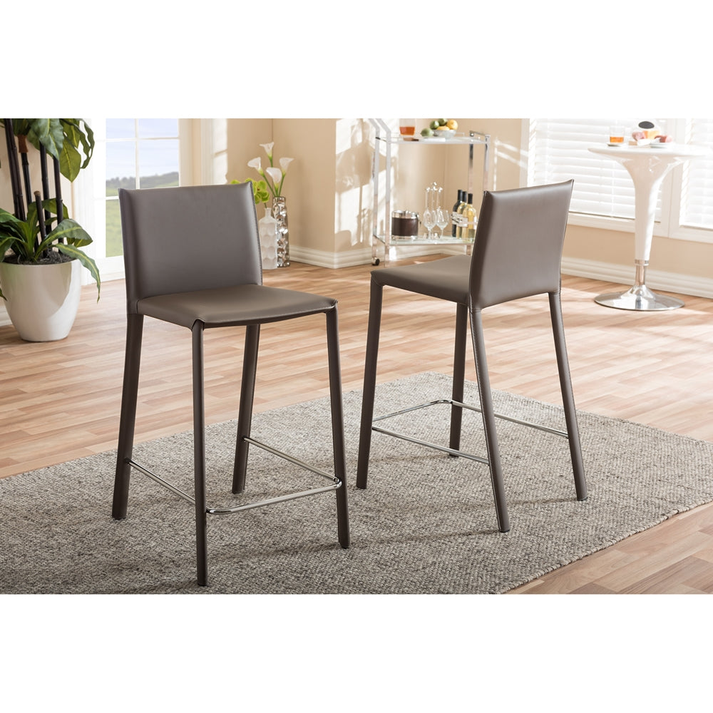 Baxton Studio - Crawford Set of 2 Bar Stools in Taupe - ALC-1822A-65-Taupe view 4