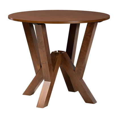 Baxton Studio - Crystal Dining Set in Brown/Walnut Brown - Crystal-Walnut Rattan-Round-5PC Dining Set view 3