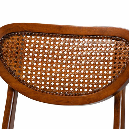 Baxton Studio - Crystal Dining Set in Brown/Walnut Brown - Crystal-Walnut Rattan-Round-5PC Dining Set view 5