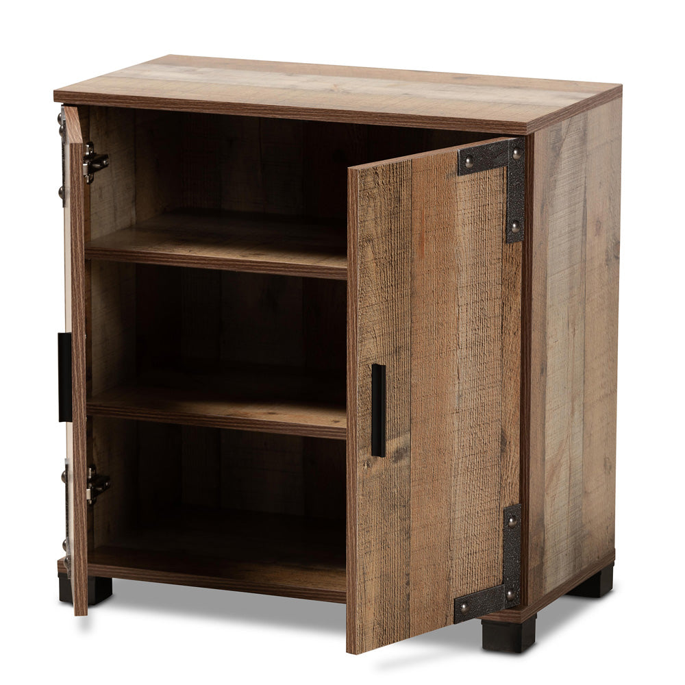 Baxton Studio - Cyrille Shoe Cabinet in Brown - ID-SC001-Yosemile Oak-Shoe Rack view 2
