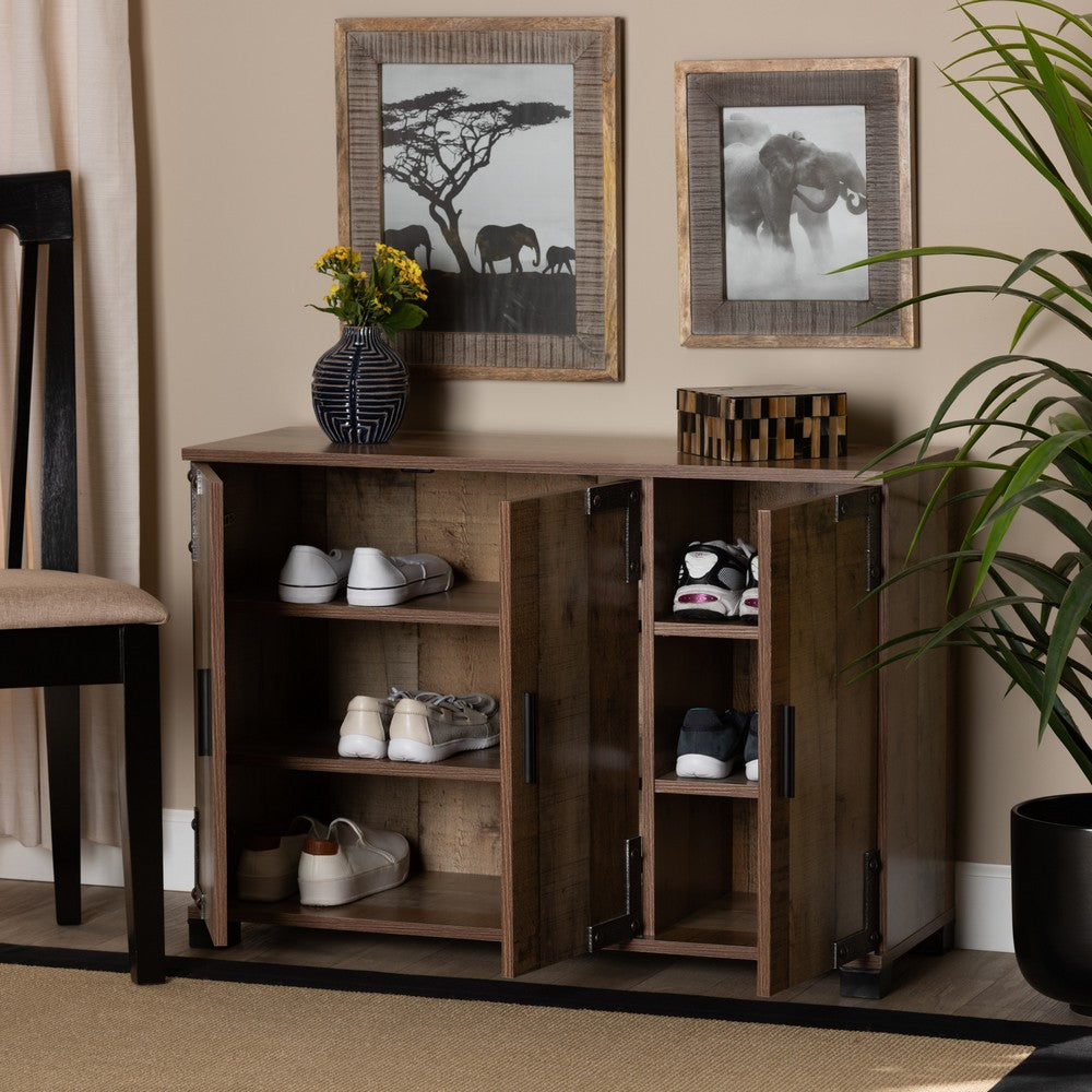 Baxton Studio - Cyrille Shoe Cabinet in Brown - ID-SC002-Yosemile Oak-Shoe Rack view 8