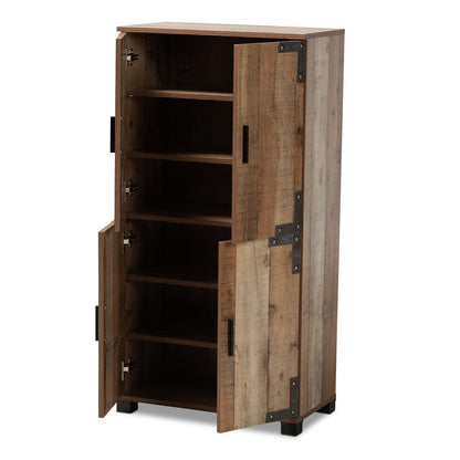 Baxton Studio - Cyrille Shoe Cabinet in Brown - ID-SC003-Yosemile Oak-Shoe Rack view 2