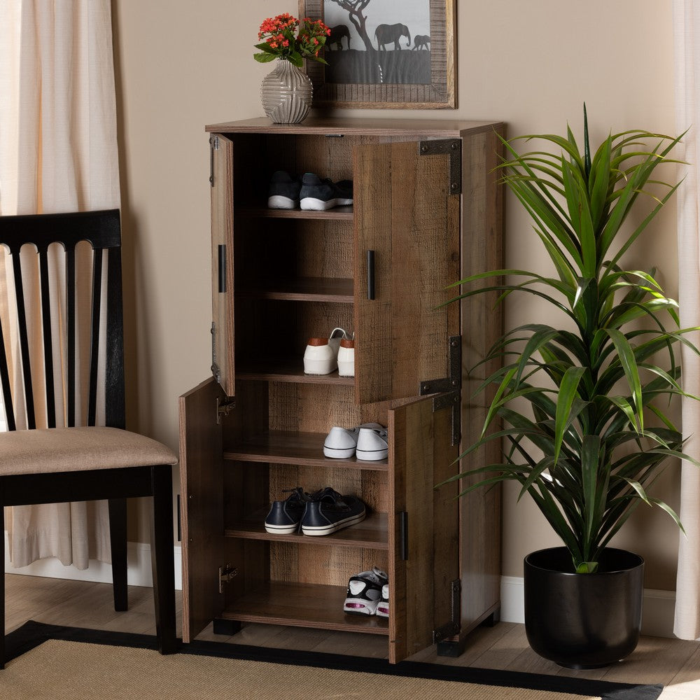 Baxton Studio - Cyrille Shoe Cabinet in Brown - ID-SC003-Yosemile Oak-Shoe Rack view 8