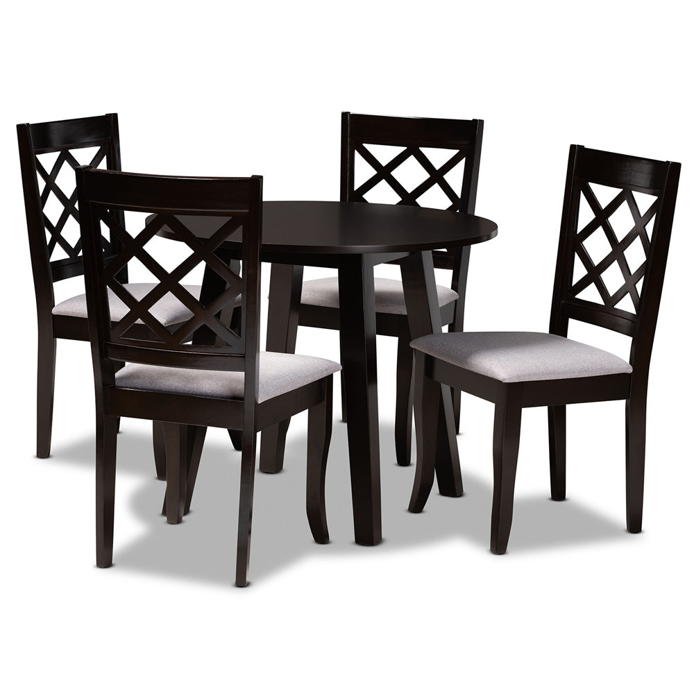 Baxton Studio - Daisy Dining Set in Grey/Dark Brown - Daisy-Grey/Dark Brown-5PC Dining Set view 1