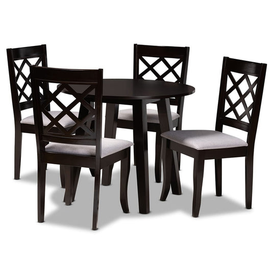 Baxton Studio - Daisy Dining Set in Grey/Dark Brown - Daisy-Grey/Dark Brown-5PC Dining Set view 1