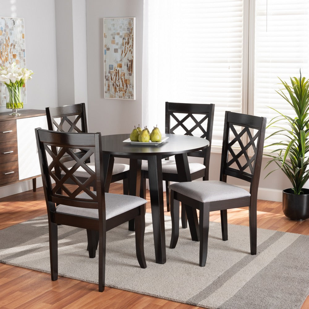 Baxton Studio - Daisy Dining Set in Grey/Dark Brown - Daisy-Grey/Dark Brown-5PC Dining Set view 7
