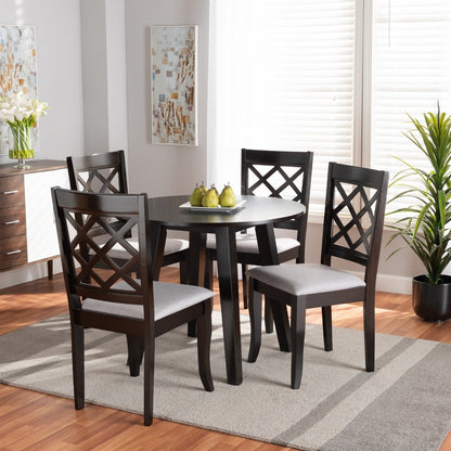 Baxton Studio - Daisy Dining Set in Grey/Dark Brown - Daisy-Grey/Dark Brown-5PC Dining Set view 7