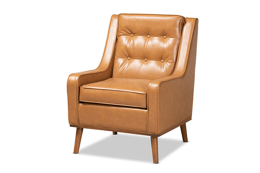 Baxton Studio - Daley Chair - BBT8056-Tan PU/Walnut-CC view 1