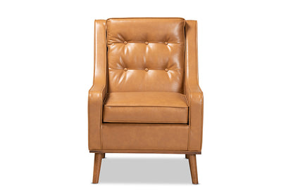 Baxton Studio - Daley Chair - BBT8056-Tan PU/Walnut-CC view 2