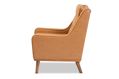 Baxton Studio - Daley Chair - BBT8056-Tan PU/Walnut-CC view 3