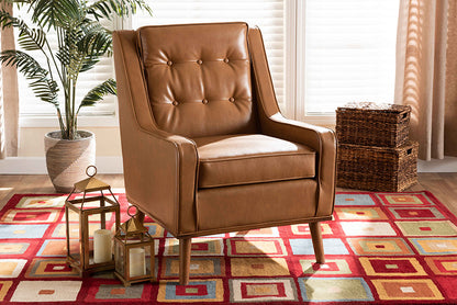 Baxton Studio - Daley Chair - BBT8056-Tan PU/Walnut-CC view 5