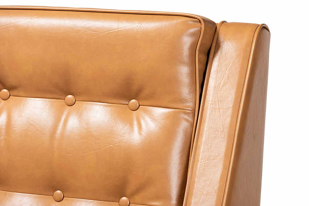 Baxton Studio - Daley Chair - BBT8056-Tan PU/Walnut-CC view 6