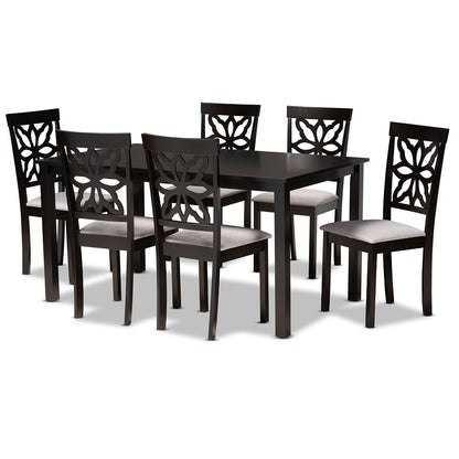 Baxton Studio - Dallas Dining Set in Grey/Dark Brown - RH1019C-Grey/Dark Brown-7PC Dining Set view 1
