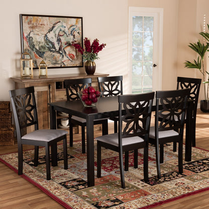 Baxton Studio - Dallas Dining Set in Grey/Dark Brown - RH1019C-Grey/Dark Brown-7PC Dining Set view 6