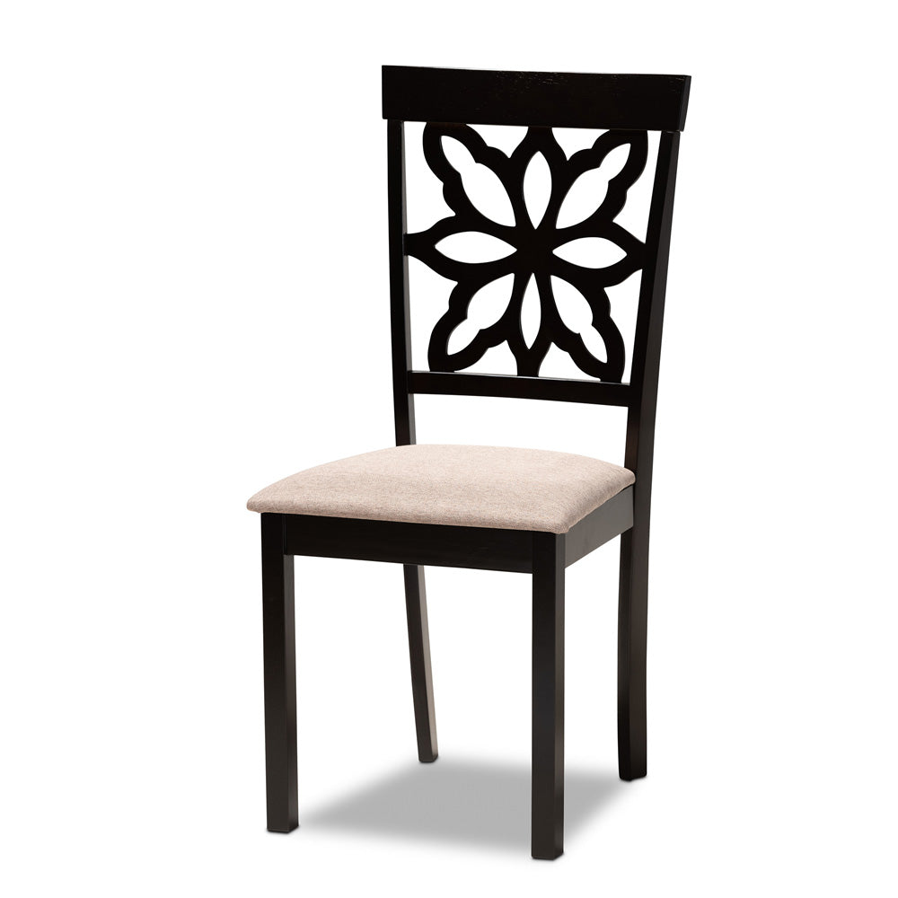 Baxton Studio - Dallas Dining Set in Sand/Dark brown - RH1019C-Sand/Dark Brown-7PC Dining Set view 2