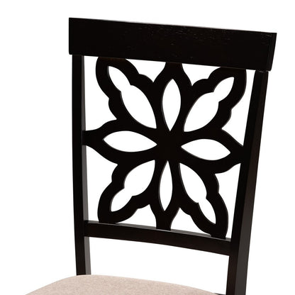 Baxton Studio - Dallas Dining Set in Sand/Dark brown - RH1019C-Sand/Dark Brown-7PC Dining Set view 5