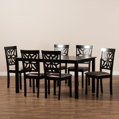 Baxton Studio - Dallas Dining Set in Sand/Dark brown - RH1019C-Sand/Dark Brown-7PC Dining Set view 7