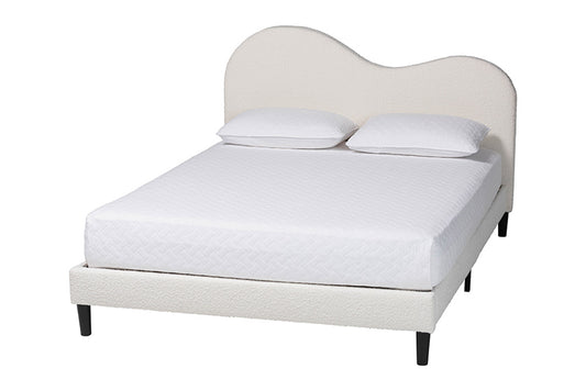 Baxton Studio - Dalton Queen Size Bed - BBT61318-Cream Boucle-Queen view 1