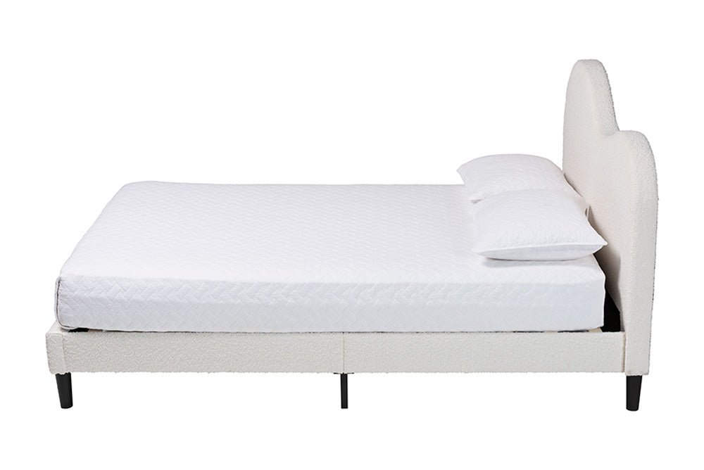 Baxton Studio - Dalton Queen Size Bed - BBT61318-Cream Boucle-Queen view 2