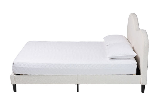 Baxton Studio - Dalton Queen Size Bed - BBT61318-Cream Boucle-Queen view 2