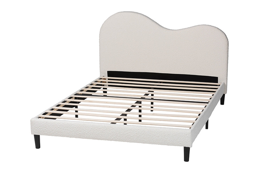 Baxton Studio - Dalton Queen Size Bed - BBT61318-Cream Boucle-Queen view 3
