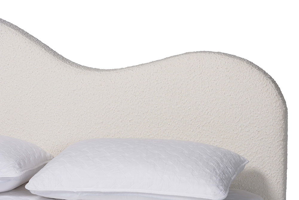 Baxton Studio - Dalton Queen Size Bed - BBT61318-Cream Boucle-Queen view 4