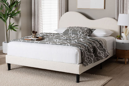 Baxton Studio - Dalton Queen Size Bed - BBT61318-Cream Boucle-Queen view 5