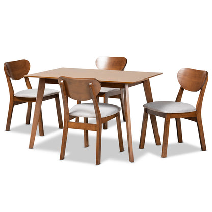 Baxton Studio - Damara Dining Set in Grey/Walnut Brown - RH367C-Grey/Walnut-5PC Dining Set view 1
