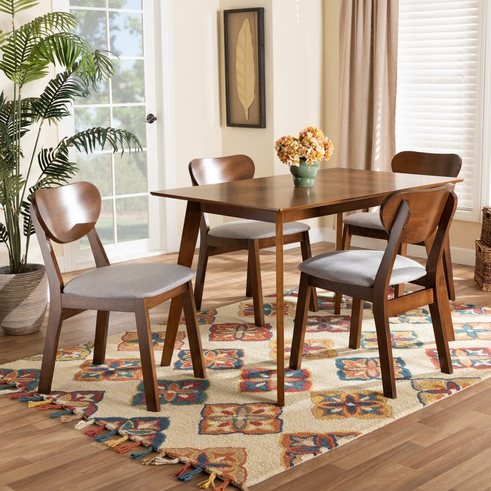 Baxton Studio - Damara Dining Set in Grey/Walnut Brown - RH367C-Grey/Walnut-5PC Dining Set view 7