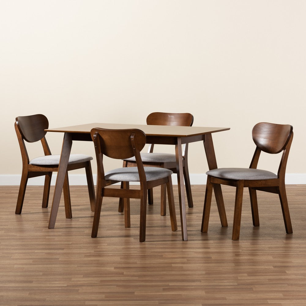 Baxton Studio - Damara Dining Set in Grey/Walnut Brown - RH367C-Grey/Walnut-5PC Dining Set view 8