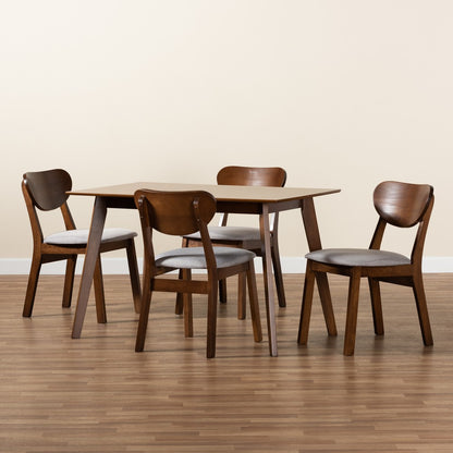 Baxton Studio - Damara Dining Set in Grey/Walnut Brown - RH367C-Grey/Walnut-5PC Dining Set view 8